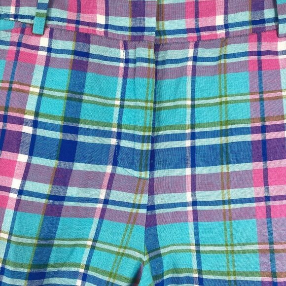 Talbots Perfect Shorts Women's Size 8 Linen Cotton‎ Plaid Multicolor NWT SS-1302 - Picture 3 of 9